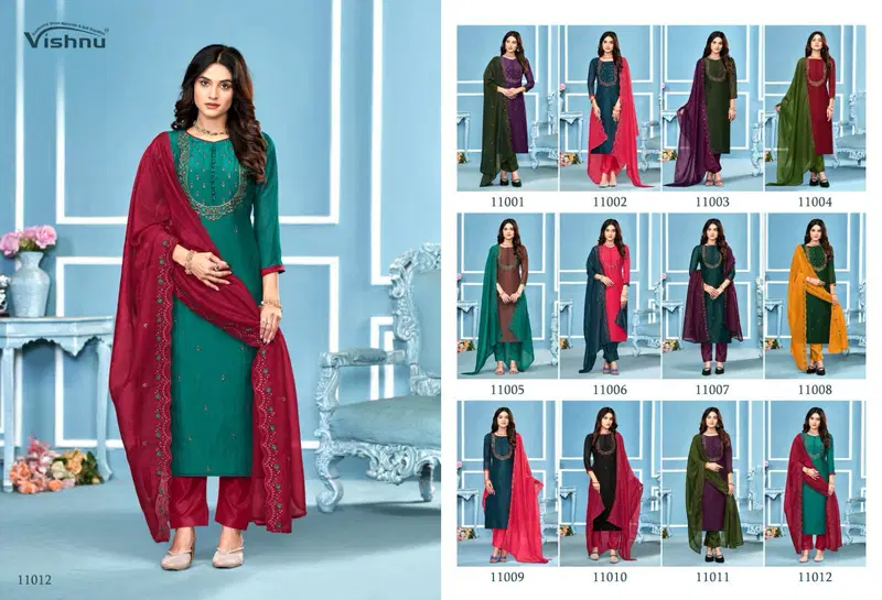 Vishnu Saira Crunchey Silk Fancy Dress Material Collection